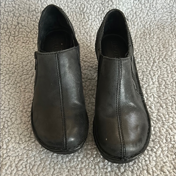 Born Booties Women Black Clog Leather Zip Slip On Shoe Round Toe - Picture 1 of 13